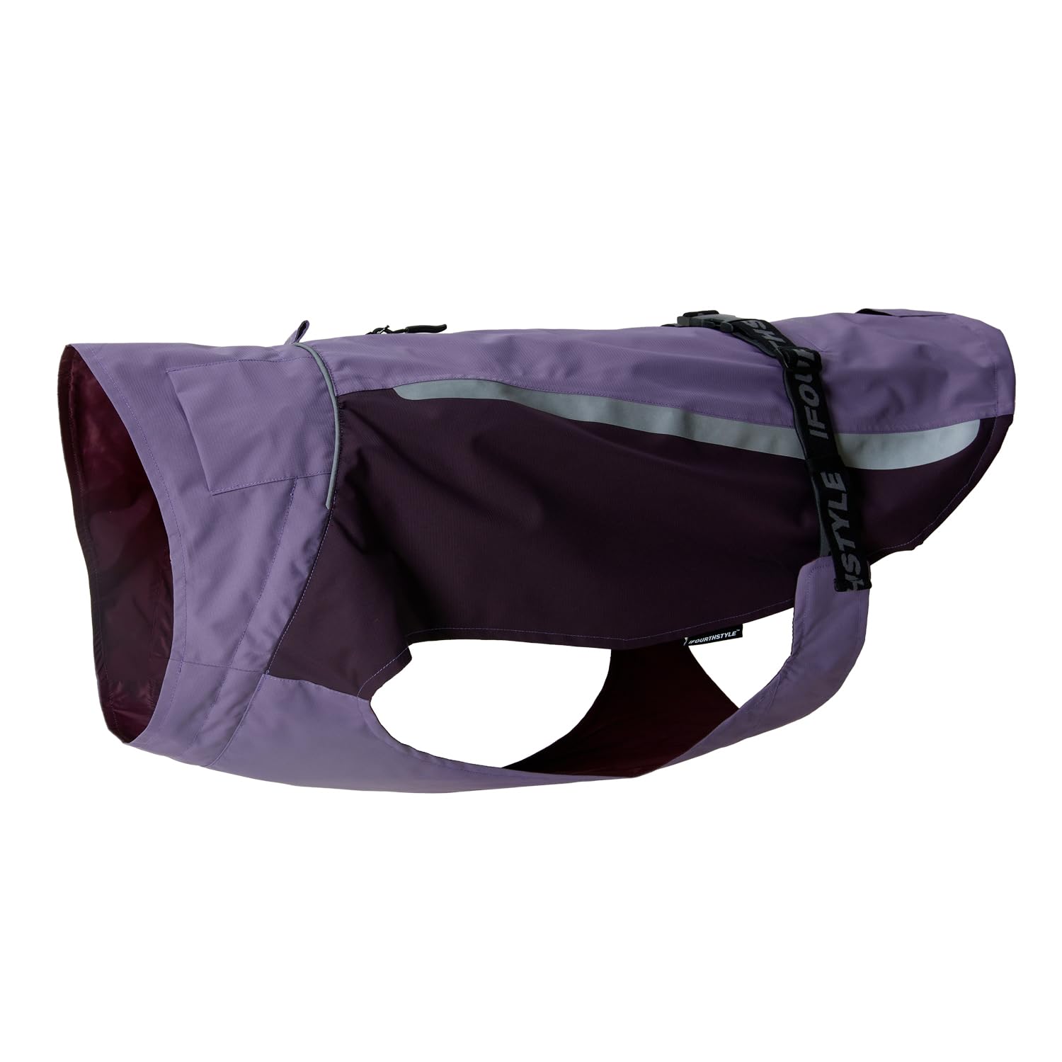 IFOURTHSTYLE Dog Raincoat with Harness Hole Lightweight Outer Waterproof Dog Jacket for Pugs, Westies (Back Length 35cm, Purple)