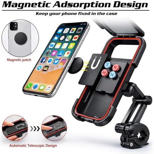 Image of Waterproof Mobile Phone Holder for Bike & Motorcycle | 360 Rotating Adjustable Handlebar Mount | Shockproof & Secure Bike Mobile Stand | Universal Fit for All Smartphones