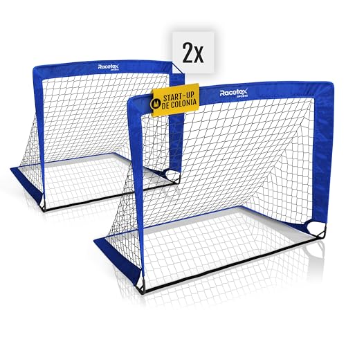 Racetex Set x 2 Porteria Futbol niños - Porterias de Futbol para niños Incluye práctica Bolsa para Transportar - [Versión con Postes Reforzados de Fibra de Vidrio] (Negro)