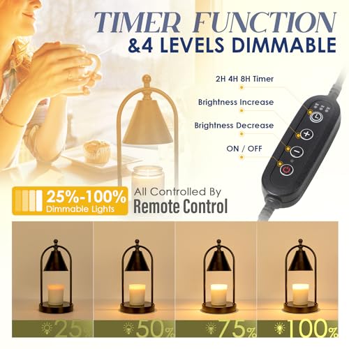 Candle Warmer Lamp with Timer and Dimmable Light for Bedroom Decor - Perfect Gift for Women (Includes 2 Bulbs)