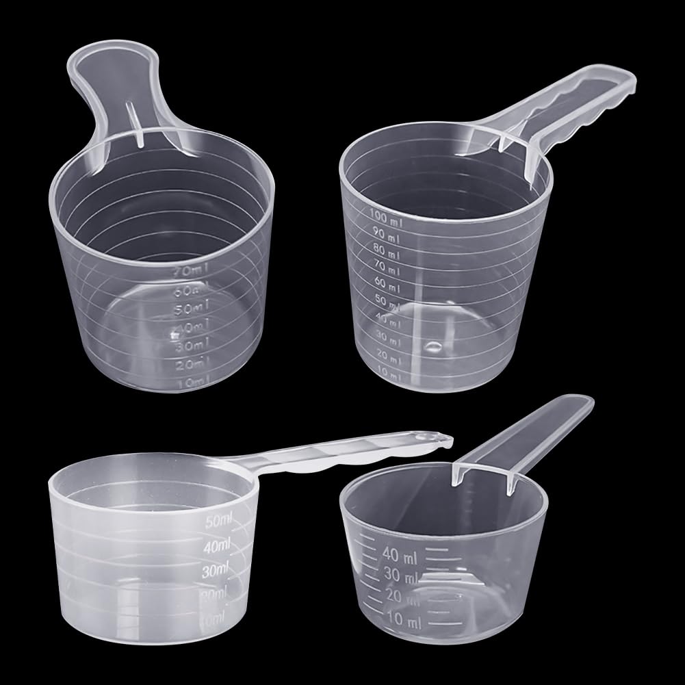 HugeDE 4 Pcs Plastic Transparent Measuring Spoons Protein Powder Scoops Flour Coffee Dosing Spoon Kitchen Baking Measuring Scoops Laundry Washing Powder Scoops for Liquid