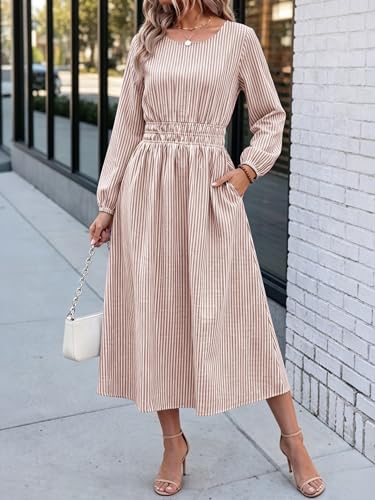 ANRABESS Women's Striped High Waist Midi Dress w/ Pockets 17.99 + Free Shipping + 50% Off Code F4IQ5UUC - image 2