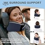 Travel Pillow,Neck Pillow Memory Foam 360 Degree Support Pillows,Travel Neck Pillow Comes with Eye Masks,Earplugs,Ideal Accessory for Airplanes Offices and Cars (Navy Blue) - Image 2