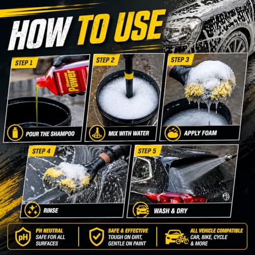 Image of MAFRA Car Wash Shampoo 1L | High Foam Car Shampoo for Car & Bike Wash | pH Neutral Vehicle Washing Liquid | Safe on Paint, PPF & Wrap | Easy Rinse, Streak Free Finish