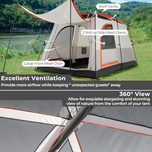 Carpa de camping para 4-6 personas con toldo impermeable miniatura 6