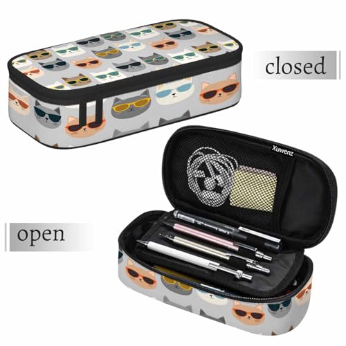 Image of Kitty Cat Pencil Case Funny Animal Pet Comic Cartoon Pencil Bag Pouch Box Organizer for College School Students Boy Girl