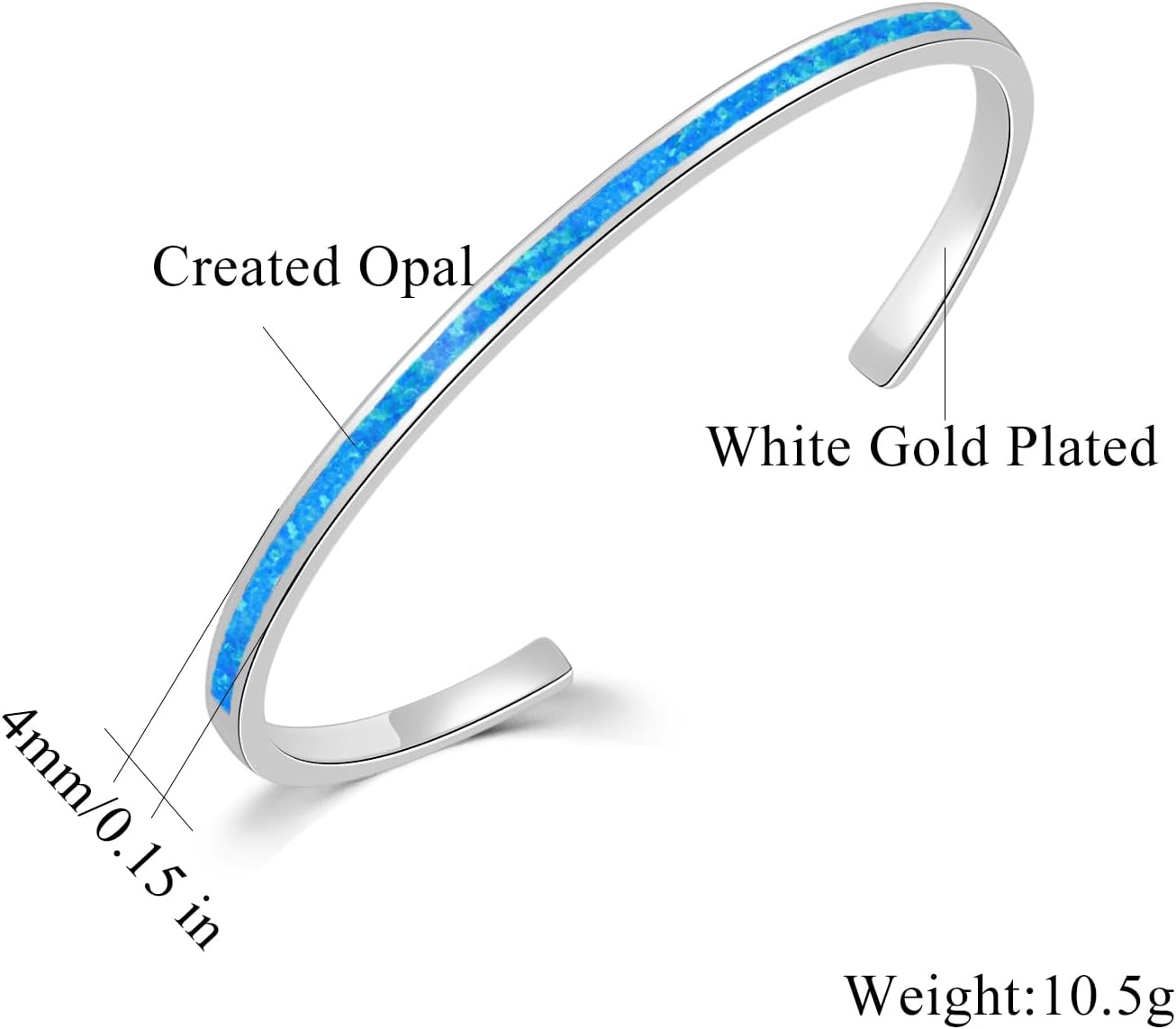 CiNily Womens Cuff Bracelet,Opal Bangle Bracelets Gold Plated Hypoallergenic Ladies Gemstone Open Cuff Bangle Bracelet