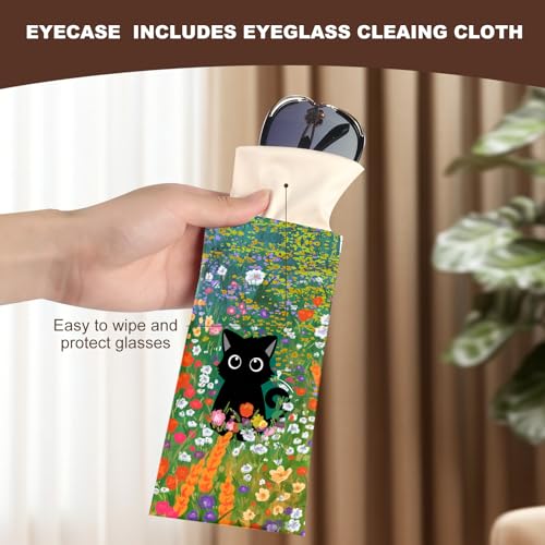 Image of Anikathy 2Pcs Sunglass Eyeglass Glasses Case Soft PU Leather with Cleaning Cloth Cute Glasses Pouch Bag for Men Women Girs