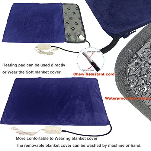 Pet Heating Pad For Large Dog Cat Heated Bed Dog Heating Pad 34" X 21" With Soft Washable Cover Indoor Electric Cat Heating Pad Chew Resistant Cord Heated Dog House Mat #TOP4