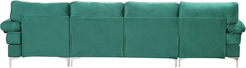 Miniatura 8 de Casa Andrea Milano Sofá seccional grande moderno de la forma de U de la tela del terciopelo, sofá doble extra ancho de la tumbona, trébol
