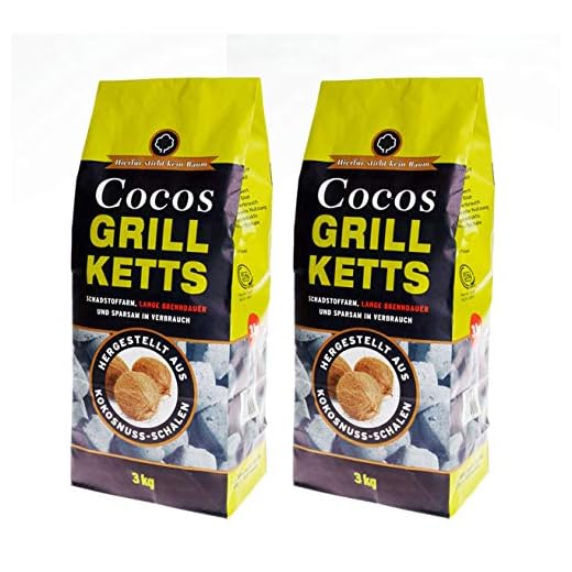 Holzkohlewerk Lüneburg 6kg Kokos Grillketts Premium Grillbriketts aus Kokos-Kohle