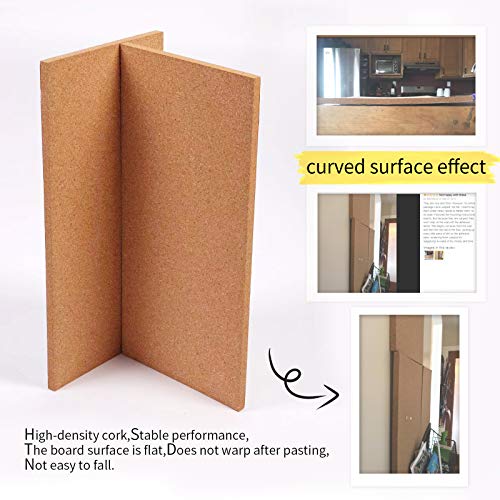 Cork Bulletin Board 17"X8" - 1/2" Thick Cork Board Tiles Frameless Cork Tiles, Self-Adhesive Corkboards Wall Decor With A Box Bonus Pushpins (6Pack) For Office, School And Home #TOP3