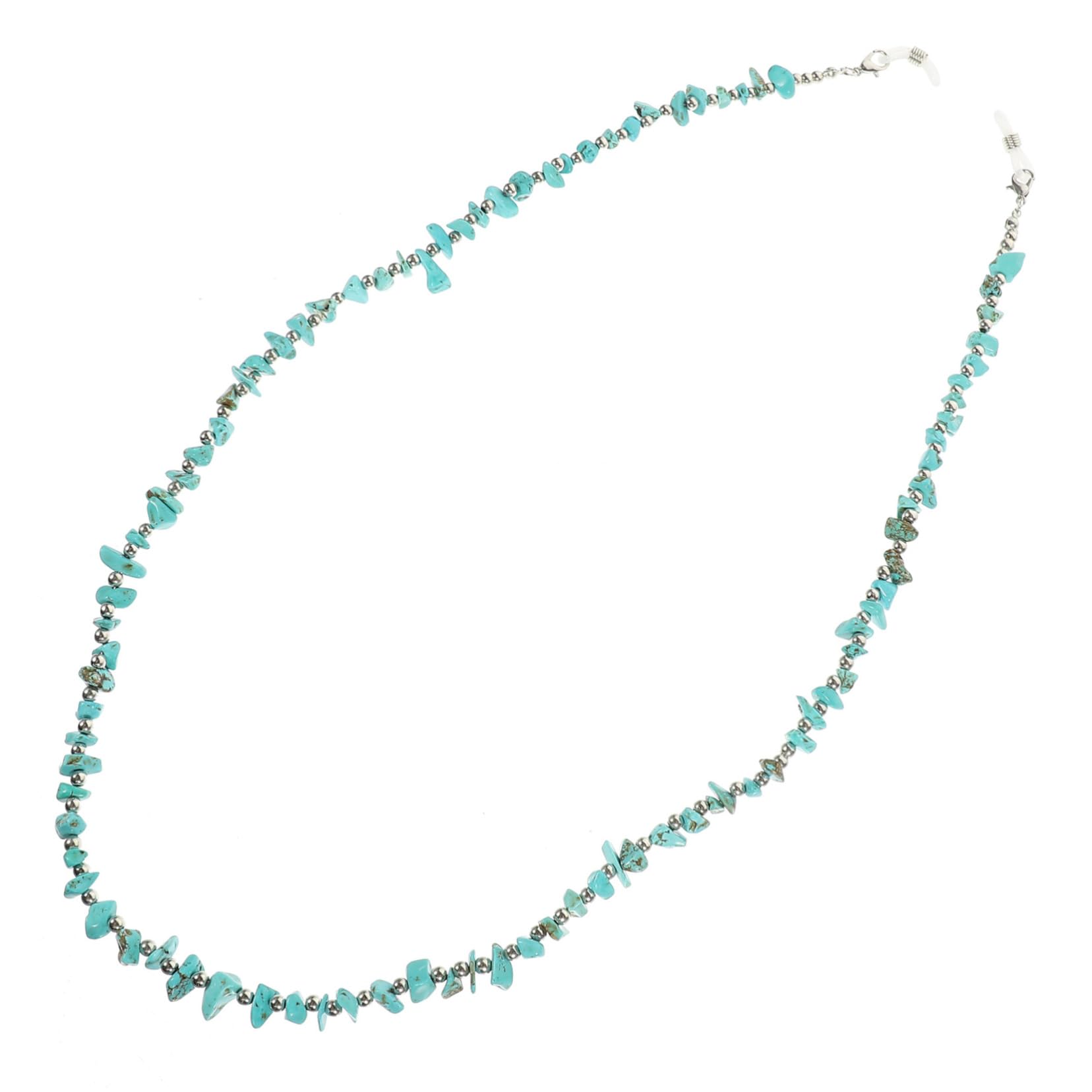 minkissy Irreguläre Türkisfarbene Brillenband Kette mit Design Bead Chain für Damen für Brillen Beim Sport Vielseitig Einsetzbar für Outdoor Aktivitäten