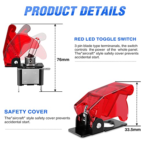 Image of Nilight Ignition Switch Panel with Engine Push Button 12V 2 in 1 | Rocker Toggle Switches with Relay Wiring Harness LED for RV Truck Racing Car Boat Marine Trailer