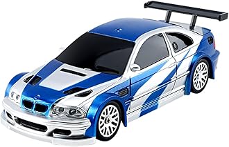 HERR RC Electric Mini Racing Drift Car Model 1:43 Scale 2.4G Full Scale Linkage Light Set Max Speed 15km/h Indoor Mini RC Toys Hobbyist Gift Black White (RTR Version/Blue & White)