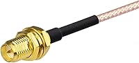 Vista 3 de Bingfu Cable de extensión de antena WiFi (paquete de 2) RP-SMA macho en ángulo recto a RP-SMA montaje de mamparo hembra RG316 Cale 11.8 in 12