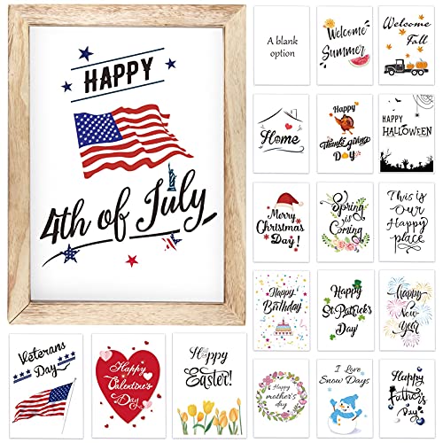 Ackitry Farmhouse Wall Decor Signs with 18 Interchangeable Sayings, 11 x 15 inch Easy To Hang Rustic Wood Picture Frame for Spring Summer Independence Day Seasonal and Holiday Home Decorations