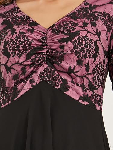 Image of Miss Chase Women's V-Neck Full Sleeve Self Design Lace-Overlaid Georgette Maxi Dress