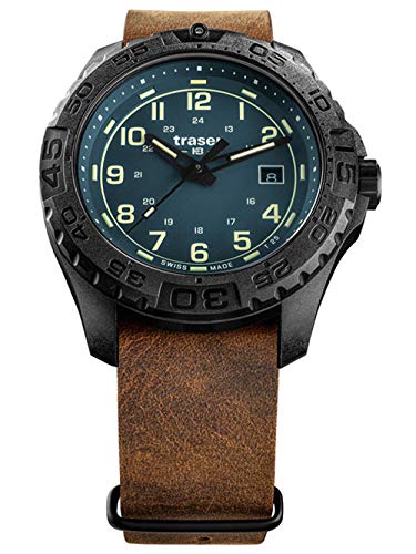 Traser Herren Armbanduhr Evolution Petrol Kalbsleder Braun 44 mm, Selbstleuchtend, Wasserdichtigkeit: 20bar, Höhe 14 mm, 109040
