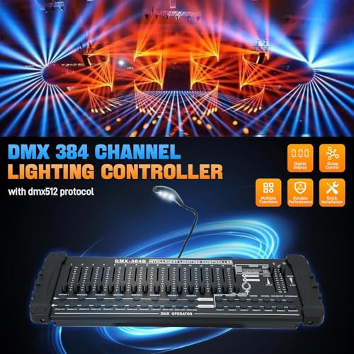 Image of DaBeatz DMX 384 Channel Lighting Controller with DMX512 Protocol Compatible with Moving Head Light, DMX Operator Console with MIDI Control for DJs, Stage, Party, Club, Theater Lighting