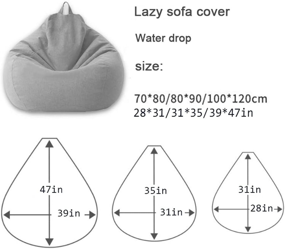 Bean Bag Chair Big Lazy Sofas Cover Beanbag Sofa Cover No Filler Bean Bag Chair Pouf Bed Futon Seat Tatami Puff Relax Lounge Furniture Decorate (Color : Brown, Specification : 70X80cm) image 2