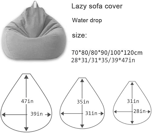 Miniatura 3 de Puf - Funda para sofá grande y perezoso, funda para sofá, sin relleno, puf, cama, futón, tatami, puff relax, muebles de salón (color gris oscuro,