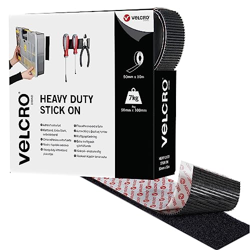 VELCRO Brand | Cinta autoadhesiva | Cinta de velcro autoadhesiva industrial extra fuerte de doble cara y recortable | Negro |...