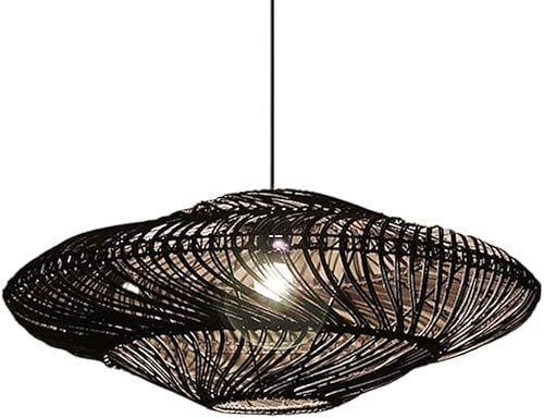 Lámpara colgante de mimbre tejida de ratán a mano con forma de hueco hecha a mano lámpara colgante hecha a mano decoración de restaurante sala de