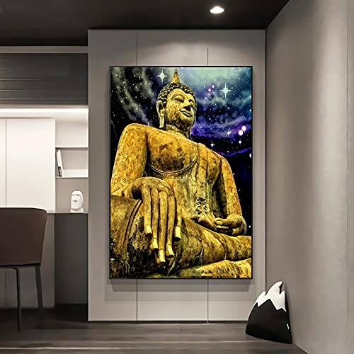 Affiches et impressions bouddha doré art mural abstrait coloré 60x80cm