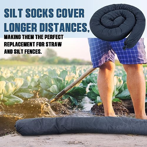 4-Pieces-Sediment-Filter-Sock-Silt-Fence-5-x-10-Erosion-Control-Blankets-Filter-Fabric-for-Drainage-Bathroom-Sink-Bathtub-Drain-Strainers-Storm-Drain-Protection-for-Water-ManagementBlack