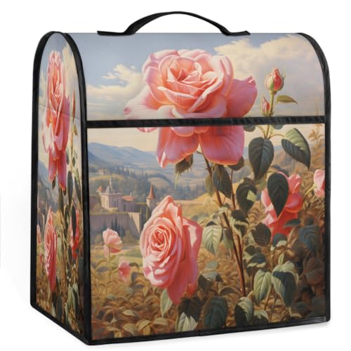 Coffee Maker Cover Retro Rose Floral Kitchen Appliance Covers Small Appliance Covers Blender Cover Juicer Cover Dust Covers for Kitchen Appliances with Top Handle and Pockets,Washable,C462
