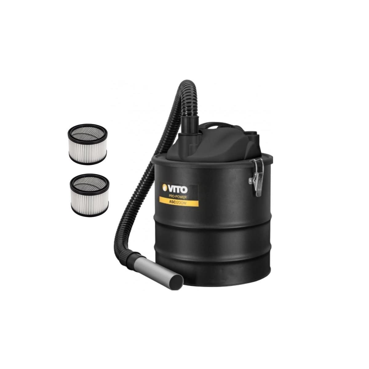 VITO – Aspirador de cenizas 1200 W 18 L + 2 filtros HEPA Barbacoas Estufas hasta 50 °C Soplador Auto limpieza del filtro