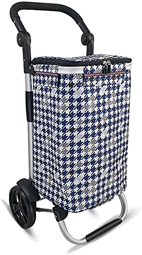 XQMY Ultraleichter Einkaufswagen/Tragbarer Faltbarer Trolley mit 2 Rädern, wasserdichter Einkaufstrolley aus Oxford…