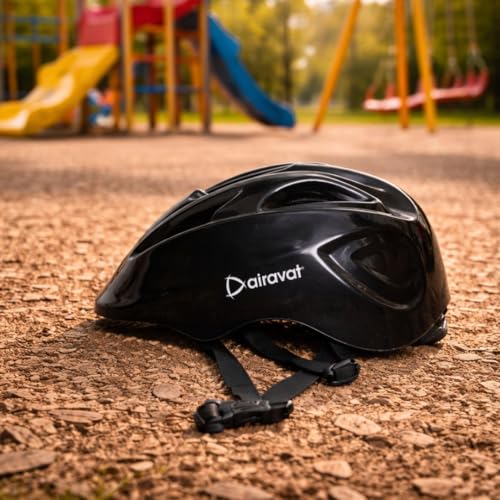 Image of Airavat 7510 Zippy Kids Protective Set Including Helmet Along with Knee Pads, Elbow Pads & Palm Guards (Black)