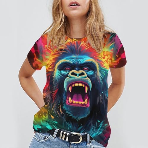 Gorilla Unisex T Shirts Short Sleeve Crewneck Shirts Summer Casual Tees Loose Tees Tops4