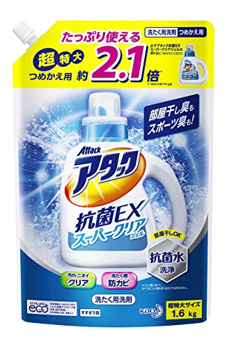 最安値 花王 アタック 抗菌ex スーパークリアジェル 洗濯洗剤 液体 詰替用 1 6kgの価格比較