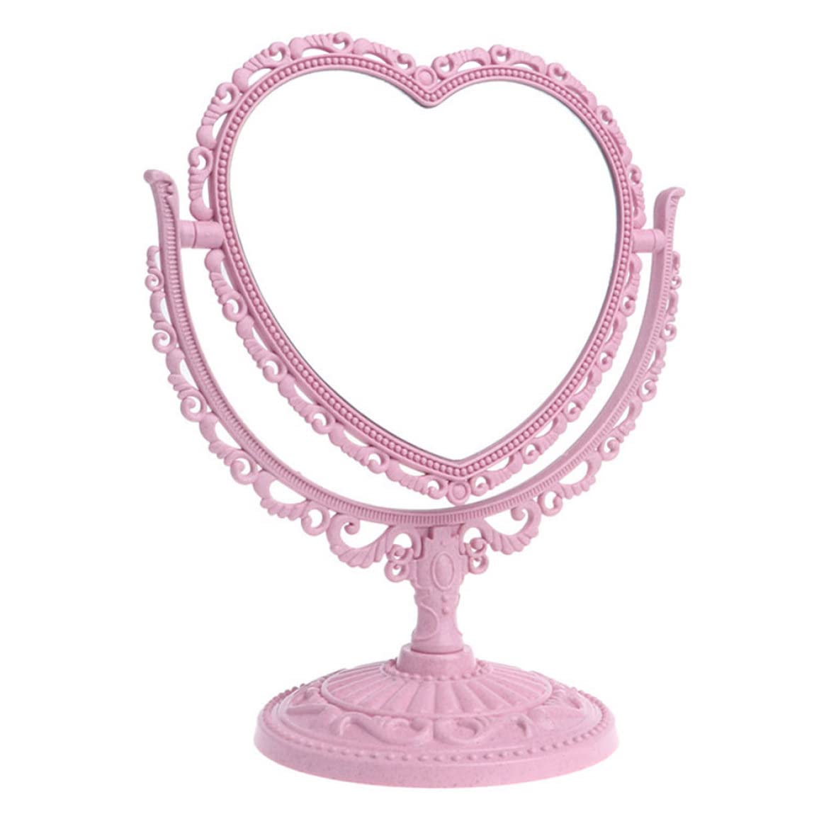 Otbushit Makeup Mirror Heart Shaped Rotatable Double Sided Desktop Cosmetic Vanity Mirror, Cosmetic