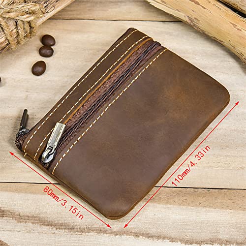 1 Pcs Leather 2 Zipper Coin Purse Wallet With Key Ring, Coin Organizer, Change Holder,Card Case, Leather Zipper Storage Bag for Men2