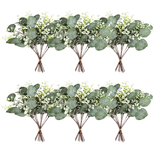 ZeKonan 40 Pieces of Artificial Greening Eucalyptus stem Silver Dollar Eucalyptus Leaves Baby Eucalyptus Leaves Suitable for Family Wedding vase Center Bouquet Flower Arrangement (Green-Mixed)