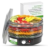 NutriChef Essiccatore Alimentare Multi-Ripiani Professionale con 5 Ripiani Impilabili per Carne, Pesce, Funghi, Frutta e Verdura, Facile da Pulire, Essiccatore Domestico