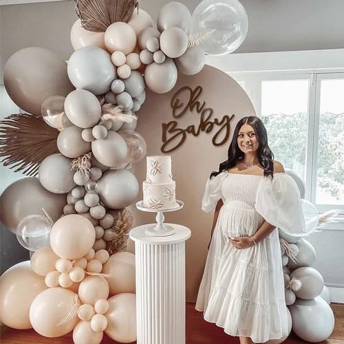Image of Oh Baby Sign for Backdrop - Felt Baby Shower Sign Balloon Arch Decor Oh Baby Letters Banner for Boy Girl Baby Shower Gender Reveal 1st Birthday Party - Brown