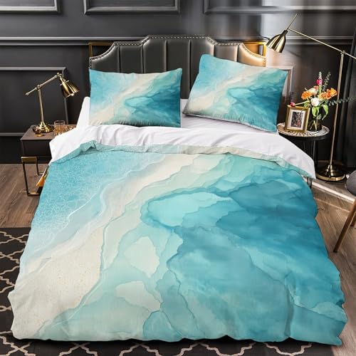 Housse de couette 200x200 surf 3D en microfibre pour lit double ado sur le thème de la plage