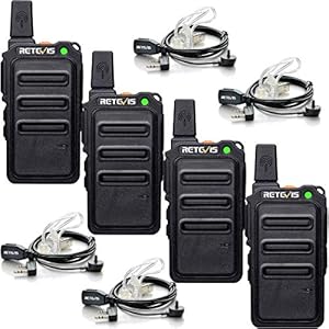 Retevis RT619 Walkie Talkie, PMR446, VOX, 50CTCSS/210DCS, Ricaricabile Ricetrasmittenti 1300mAh, Walkie-Talkie Professionali con Auricolari per Hotel, Sala da Pranzo(Nero, 2 Coppie)