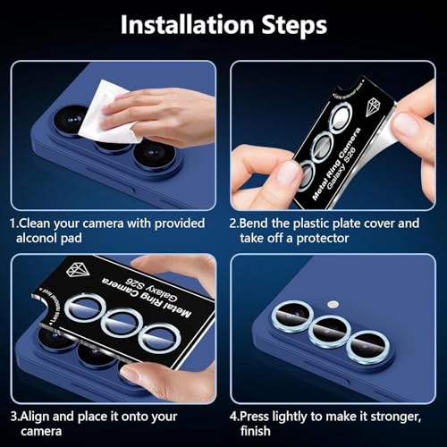 Image of Premium Camera Lens Protector Compatible For Samsung Galaxy S26 5G (Blue) Camera Lens Protector - 9H Tempered Glass, Military-Grade Anti-Scratch, Case-Friendly, Easy Install Frame