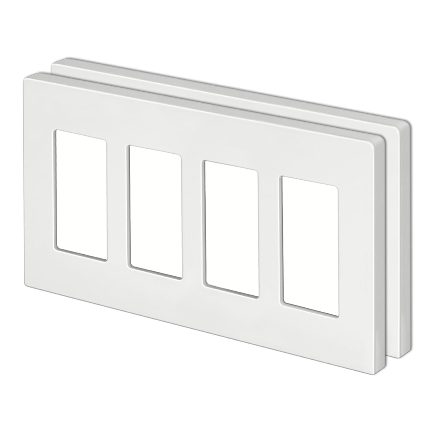 Photo 1 of [2 Pack] BESTTEN 4-Gang Screwless Wall Plate, USWP4 White Series, Decorator Outlet Cover, H4.69” x W8.35”, for Light Switch, Dimmer, USB, GFCI, Receptacle 1 4 Gang 2 Pack