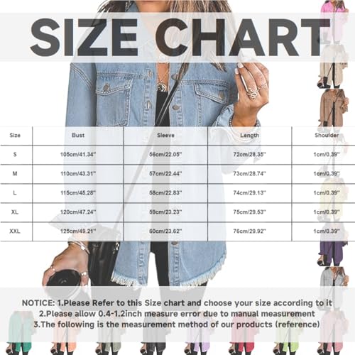 Oversized Denim Jacket for Women Trendy Boyfriend Button Down Frayed Hem Jean Jackets Lightweight Shirt Fall Outfits3