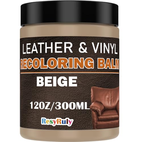 Beige Leather Repair Kit for Furniture Vinyl Car Interior Steering Wheel Car Seats Color Restorer Cream Leather Recoloring Balm Fade Better Couch Conditioner Scratch Stain Remover Dye Paint Sofa