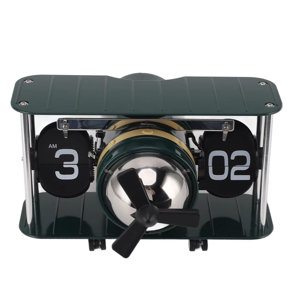 CTRLZS Flip Clock Airplane Head Desk Filp Clock Flip Clock with Practical Reminder Function for Green
