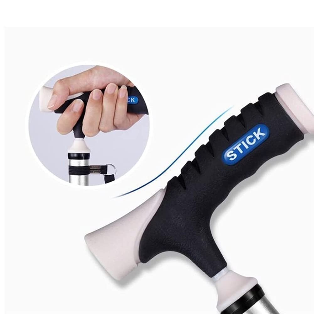 Walking laski dla mężczyzn i kobiet, lekkie 4-nogi Stabilna wysokość trzciny regulowana ergonomiczna uchwyt antypoślizgowy chodzący trzcinę dla osób niepełnosprawnych i niepełnosprawnych, złoty