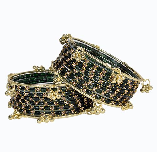 Image of Swara Creations Kashmiri Ghungroo Raindrop Bangles Combo Set | for Women and Girls|Set of 16 Pcs (SKU417)